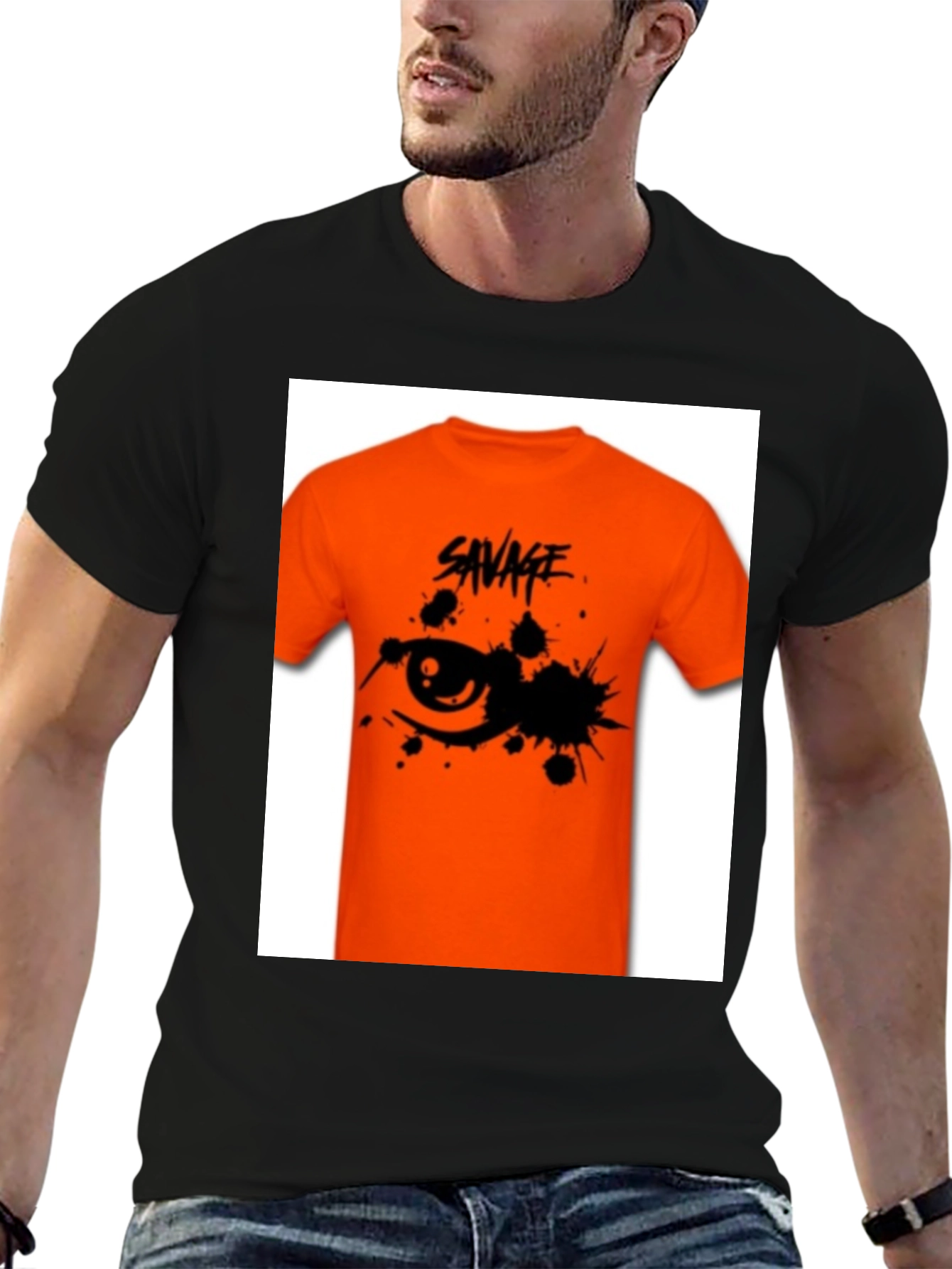Savage Graphic Tee - Edgy Orange T-Shirt