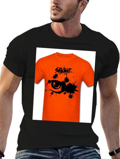 Savage Graphic Tee - Edgy Orange T-Shirt