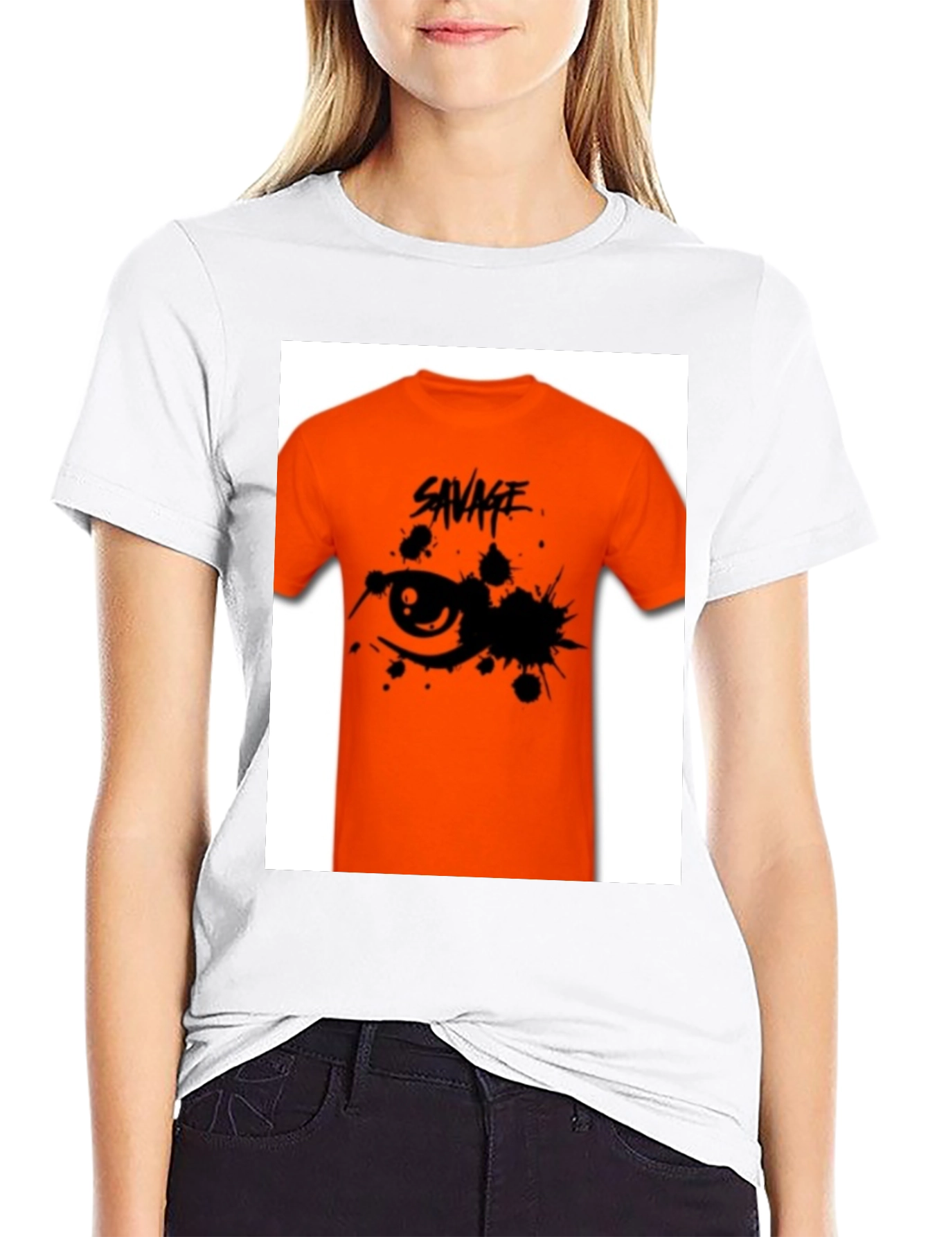 Savage Graphic Tee - Edgy Orange T-Shirt