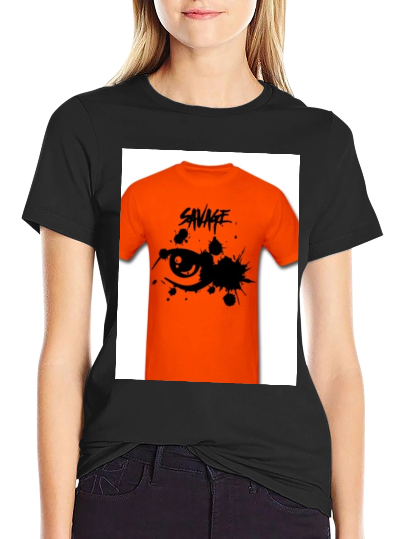 Savage Graphic Tee - Edgy Orange T-Shirt