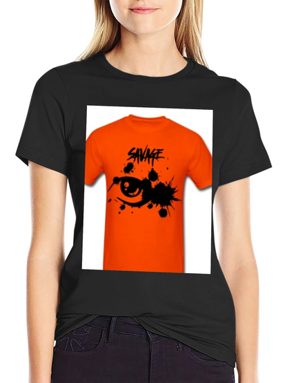 Savage Graphic Tee - Edgy Orange T-Shirt
