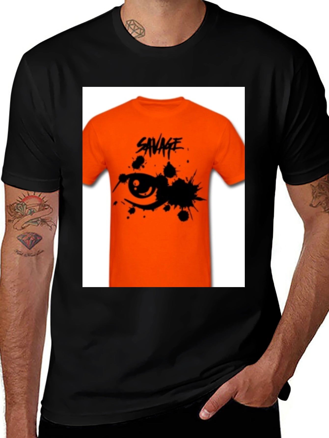 Savage Graphic Tee - Edgy Orange T-Shirt