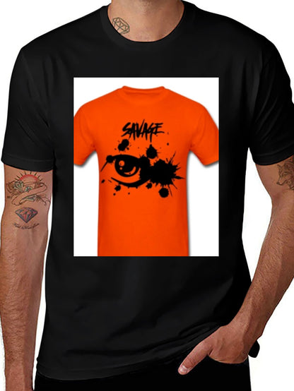 Savage Graphic Tee - Edgy Orange T-Shirt