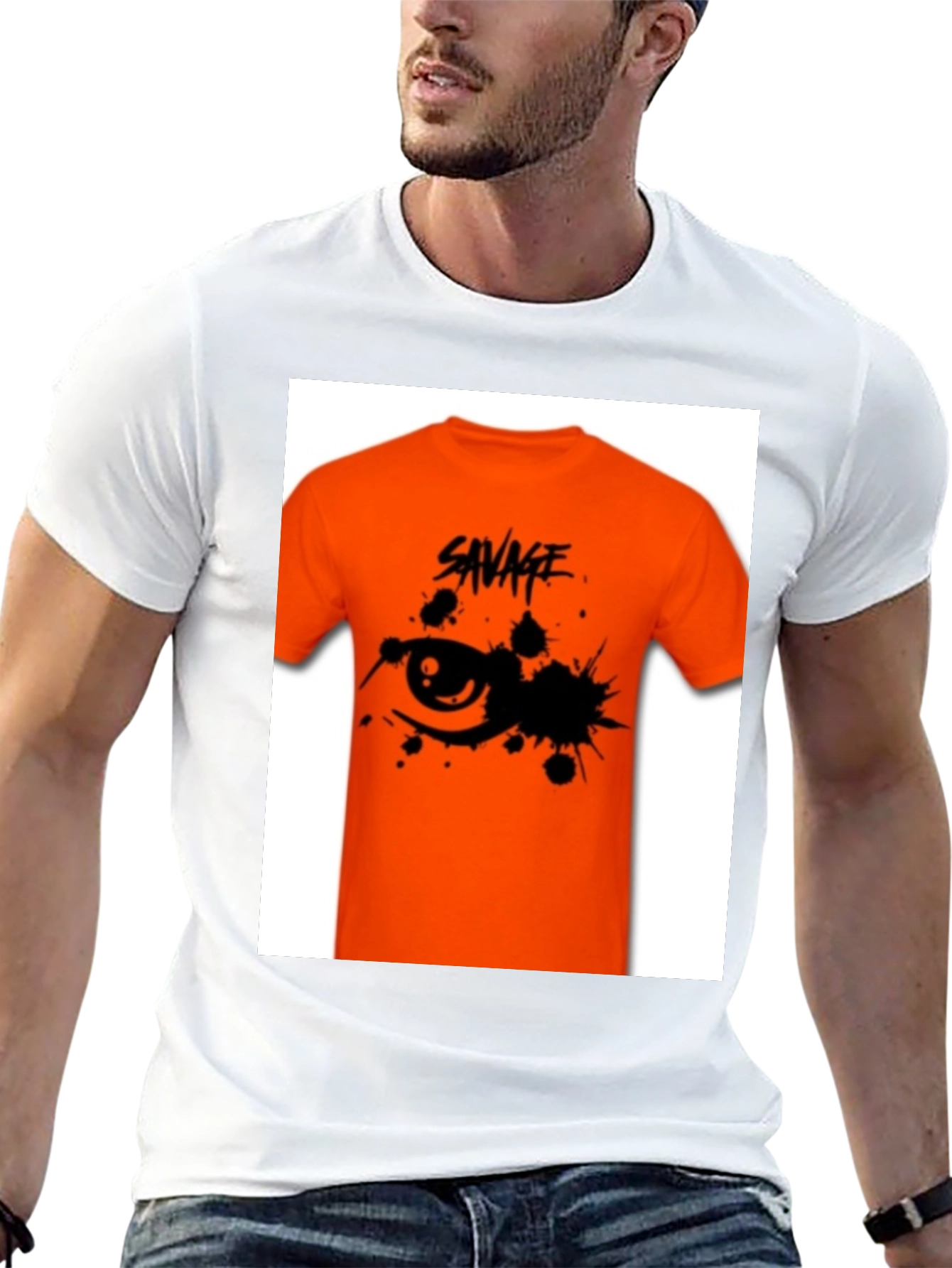 Savage Graphic Tee - Edgy Orange T-Shirt