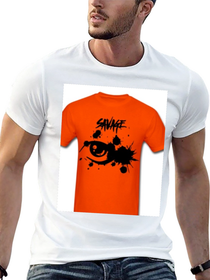 Savage Graphic Tee - Edgy Orange T-Shirt