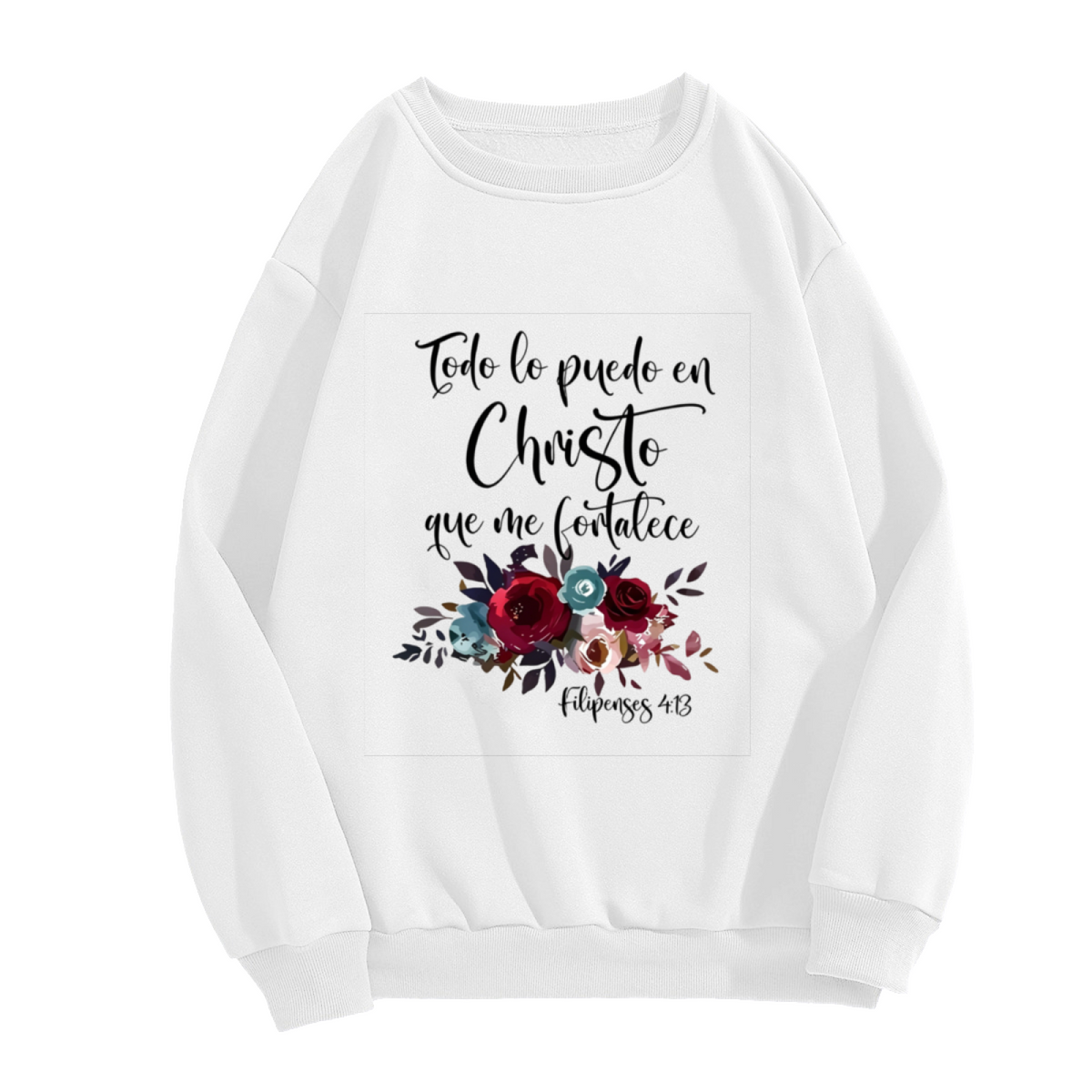 Todo Lo Puedo En Cristo Floral Bible Verse Crewneck Sweatshirt