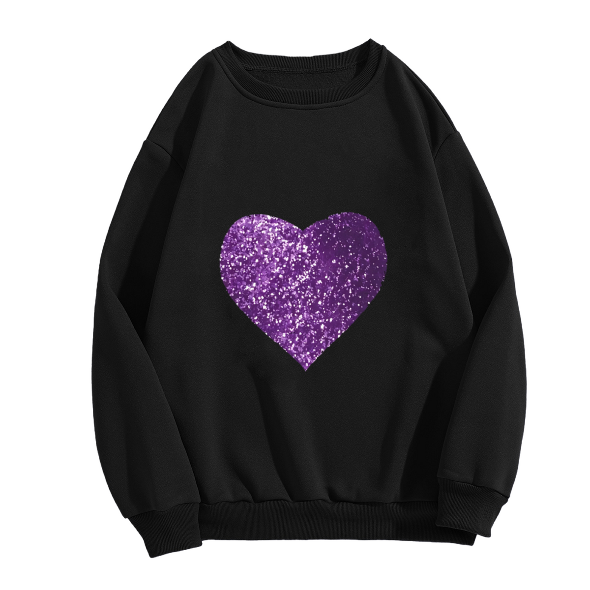 Sparkly Glitter Purple Heart Aesthetic Crewneck Sweatshirt