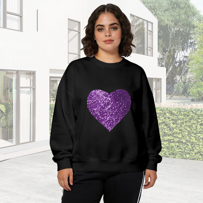 Sparkly Glitter Purple Heart Aesthetic Crewneck Sweatshirt