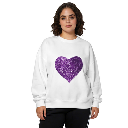 Sparkly Glitter Purple Heart Aesthetic Crewneck Sweatshirt