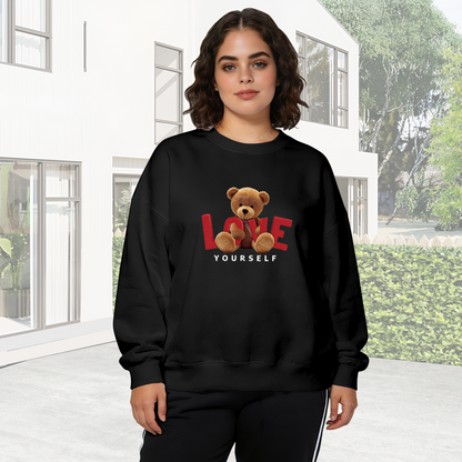 Teddy Bear Love Yourself Self?Care Theme Crewneck Sweatshirt