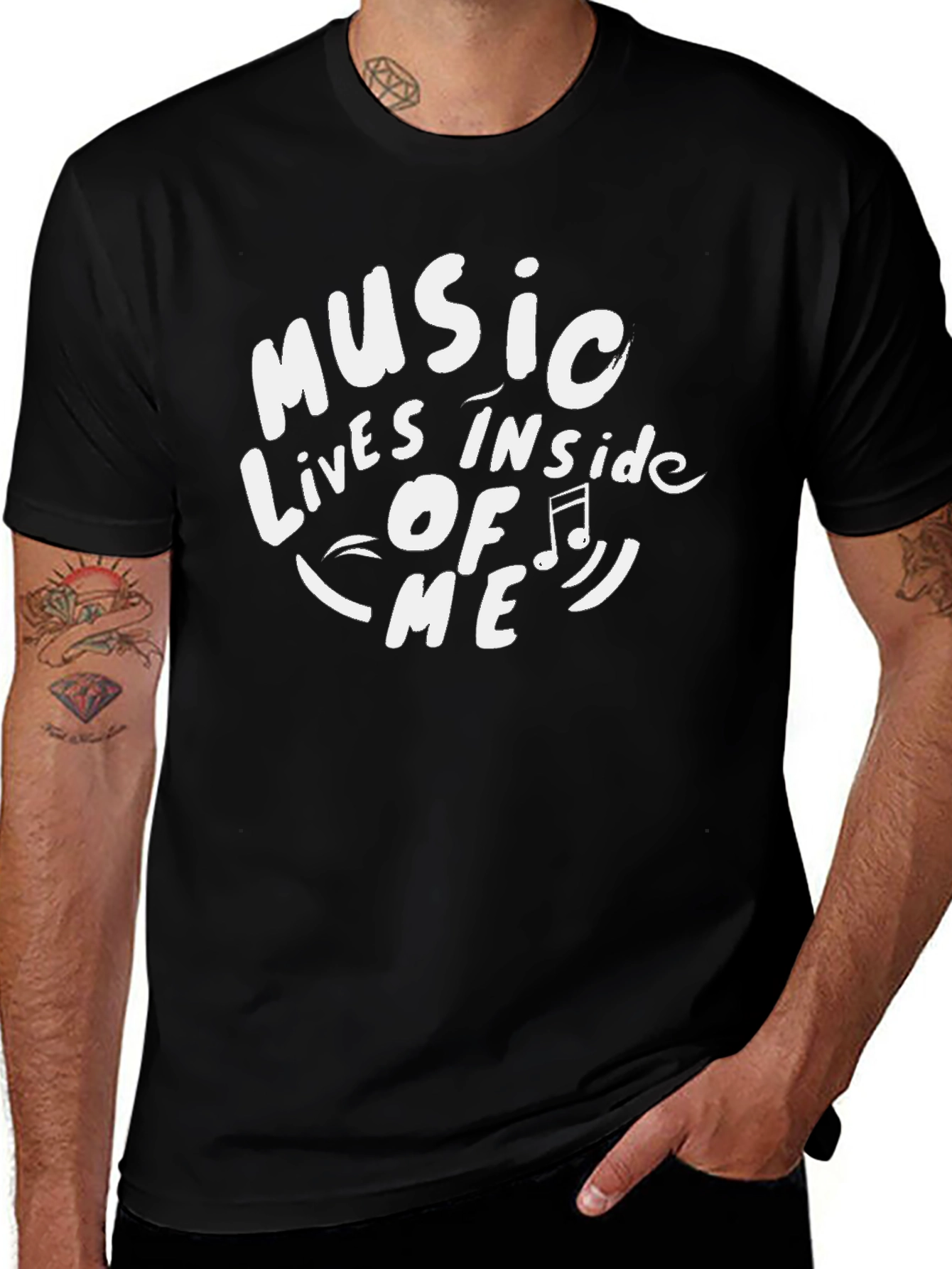 Music Inside Me Graphic Tee - Black Cotton T-Shirt