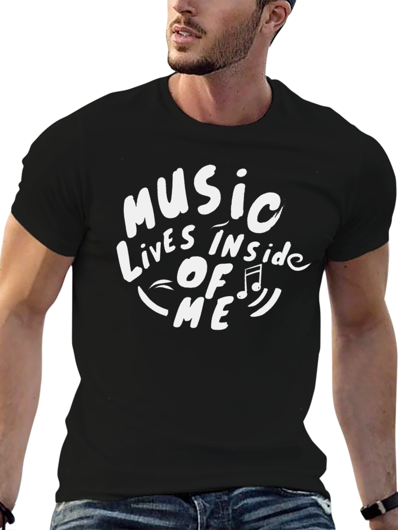 Music Inside Me Graphic Tee - Black Cotton T-Shirt