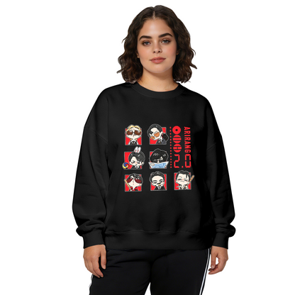 Black Rooster Vintage Illustration Statement Crewneck Sweatshirt