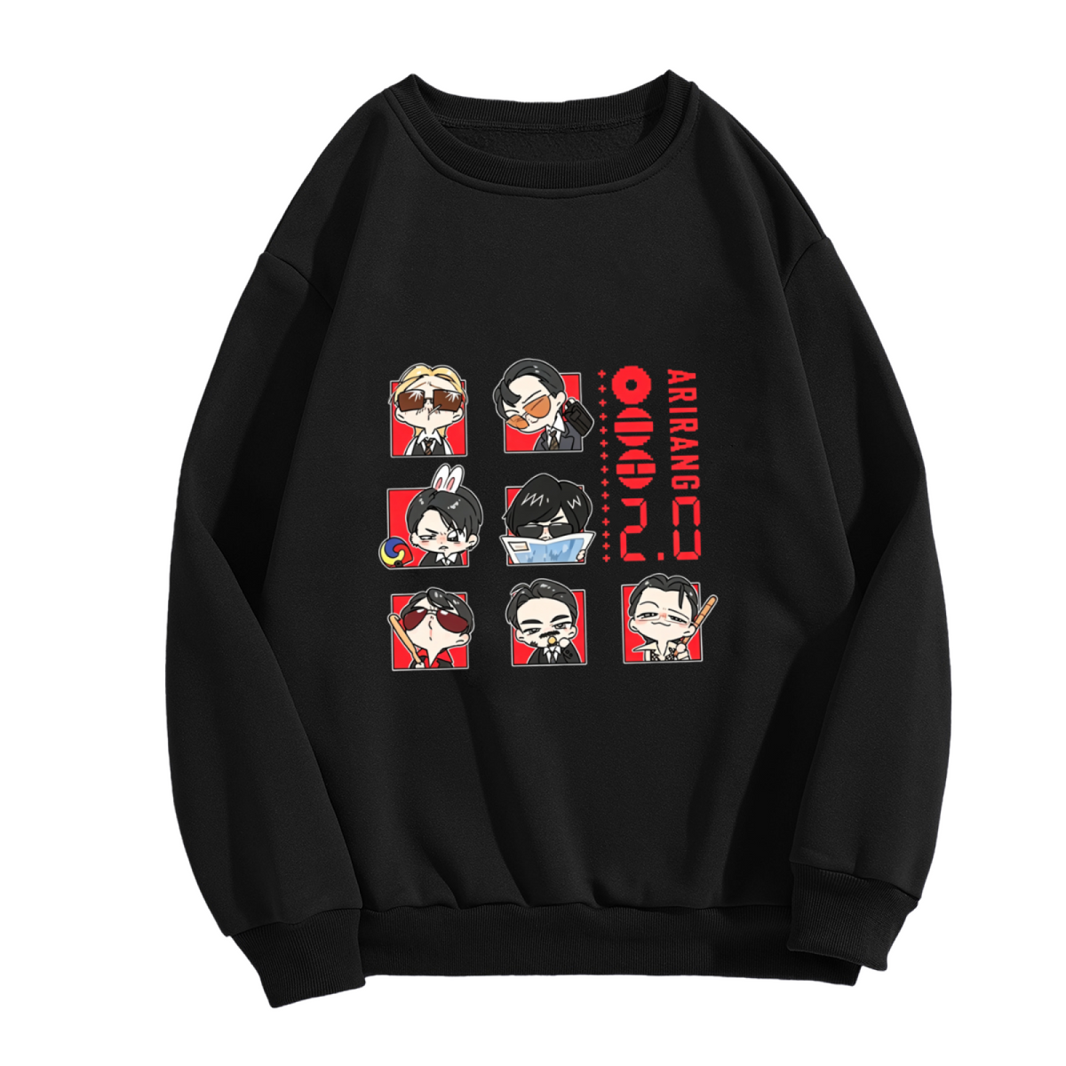 Black Rooster Vintage Illustration Statement Crewneck Sweatshirt