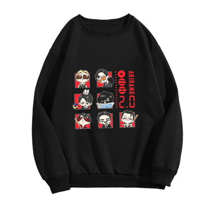 Black Rooster Vintage Illustration Statement Crewneck Sweatshirt
