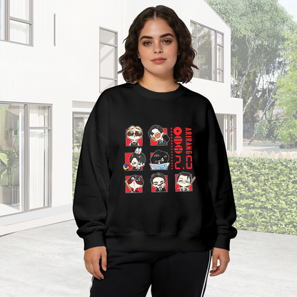 Black Rooster Vintage Illustration Statement Crewneck Sweatshirt