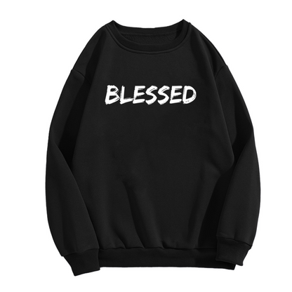 Blessed Bold Letter Inspirational Faith Statement Crewneck Sweatshirt