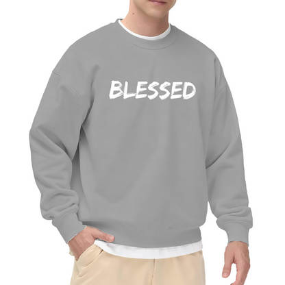 Blessed Bold Letter Inspirational Faith Statement Crewneck Sweatshirt
