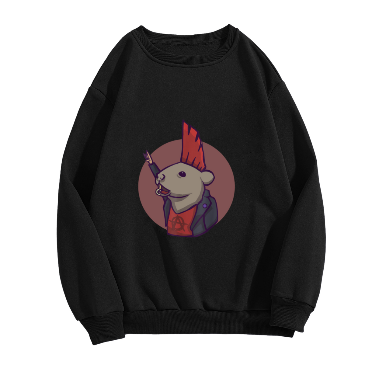 Punk Rock Rat Red Mohawk Cool Graphic Crewneck Sweatshirt