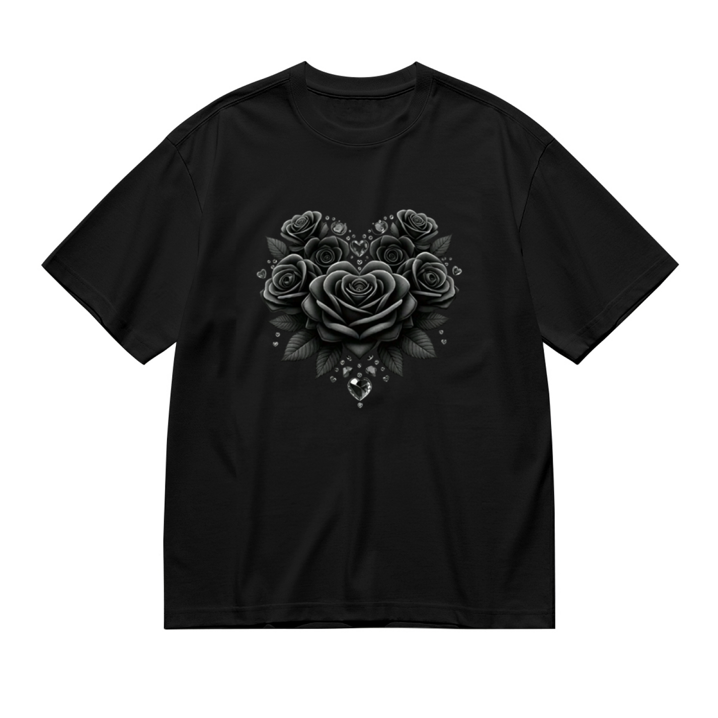 Gothic Black Rose Diamond Heart Dark Aesthetic Top