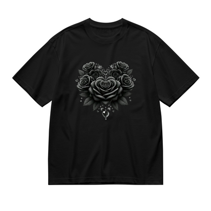 Gothic Black Rose Diamond Heart Dark Aesthetic Top