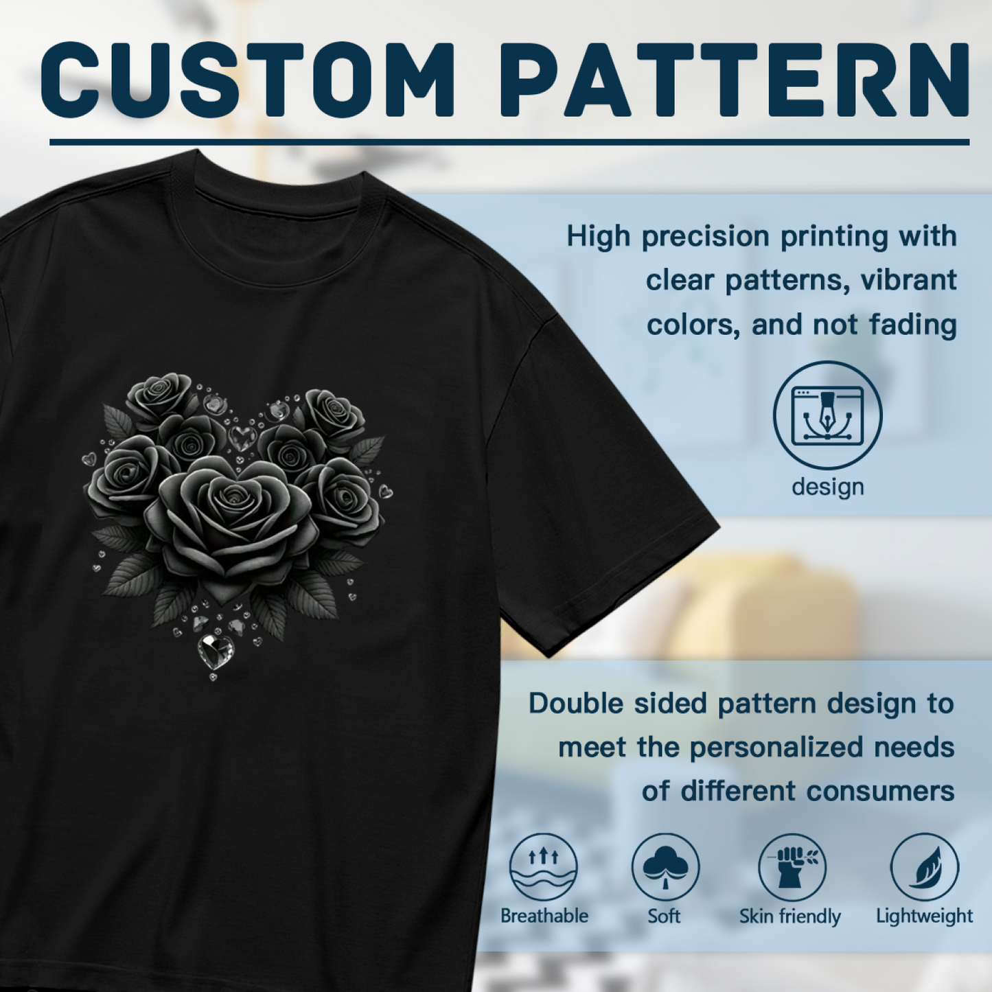 Gothic Black Rose Diamond Heart Dark Aesthetic Top