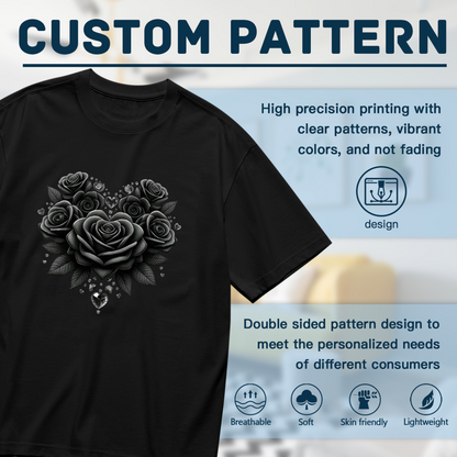 Gothic Black Rose Diamond Heart Dark Aesthetic Top