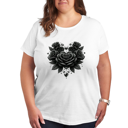 Gothic Black Rose Diamond Heart Dark Aesthetic Top