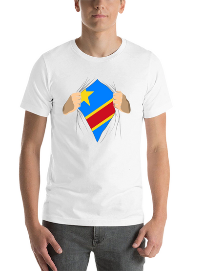Congo Flag Superman Style Mens T-Shirt