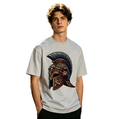 Men's Ornate Roman Spartan Warrior Helmet Retro Graphic T-Shirt