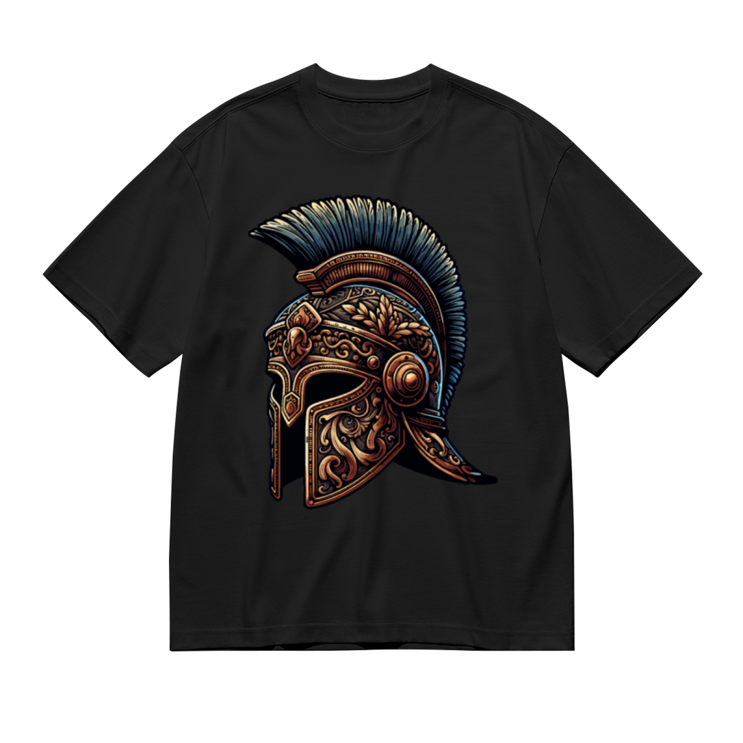 Men's Ornate Roman Spartan Warrior Helmet Retro Graphic T-Shirt
