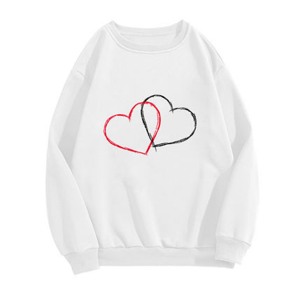Intertwined Red & Black Sketch Hearts Crewneck Sweatshirt