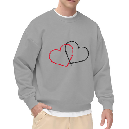 Intertwined Red & Black Sketch Hearts Crewneck Sweatshirt