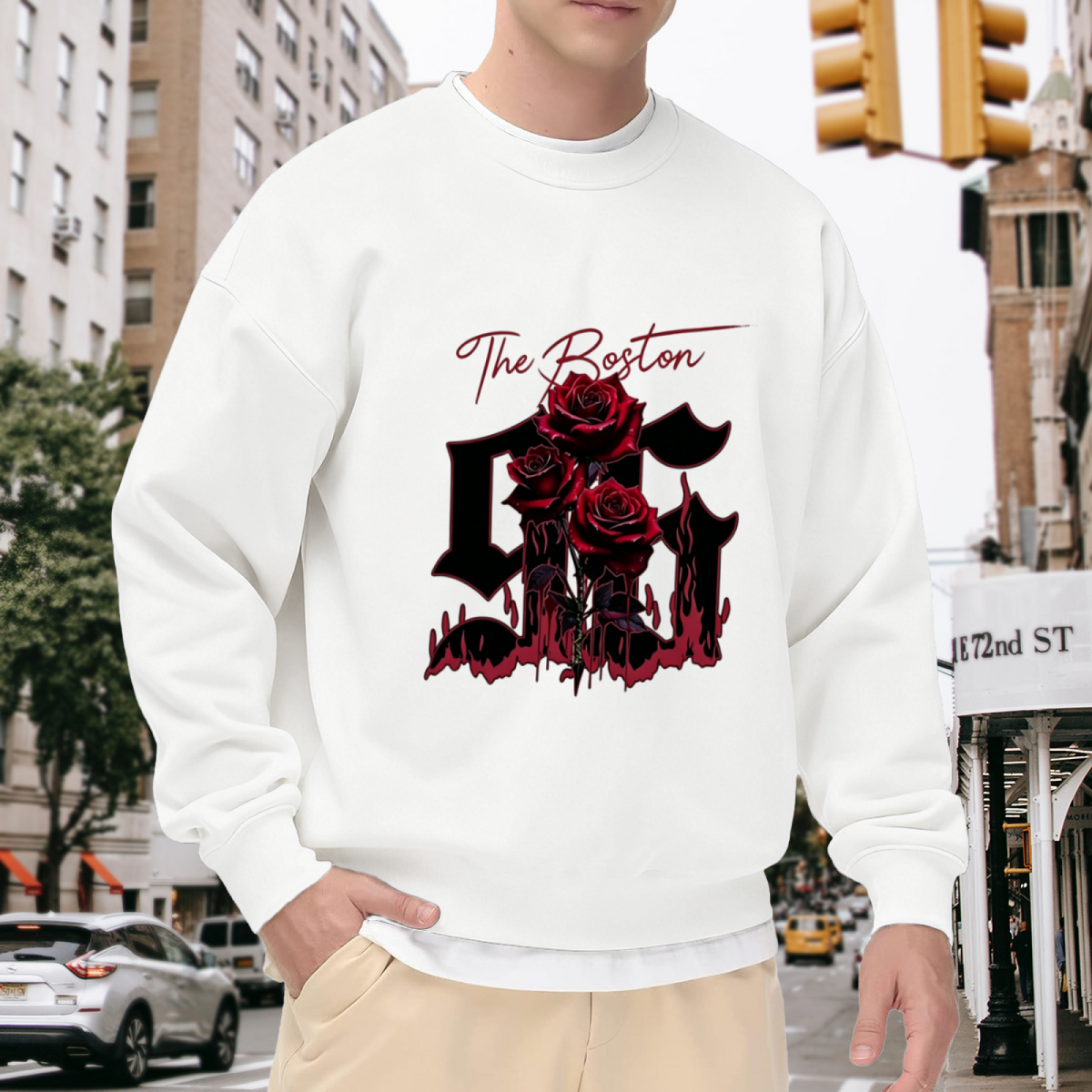 The Boston Blood Drip Red Rose Graphic Sweatshirt