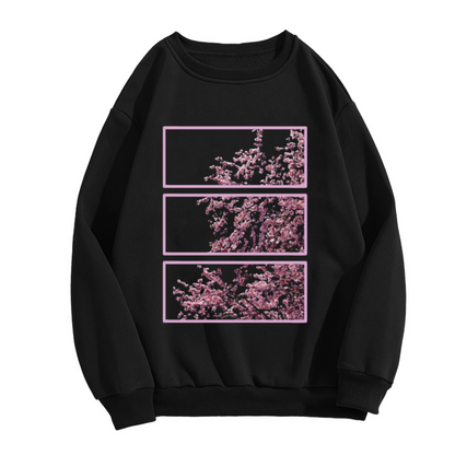 Three?Panel Cherry Blossom Japanese Sakura Art Crewneck Sweatshirt