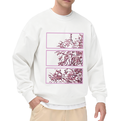 Three?Panel Cherry Blossom Japanese Sakura Art Crewneck Sweatshirt