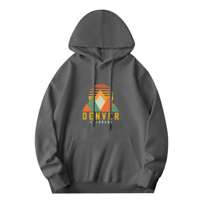 Denver Colorado Retro Mountain Sunset Hoodie, Outdoor Soft Gray Top
