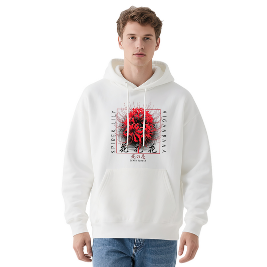 Mysterious Red Spider Lily Art White Hoodie