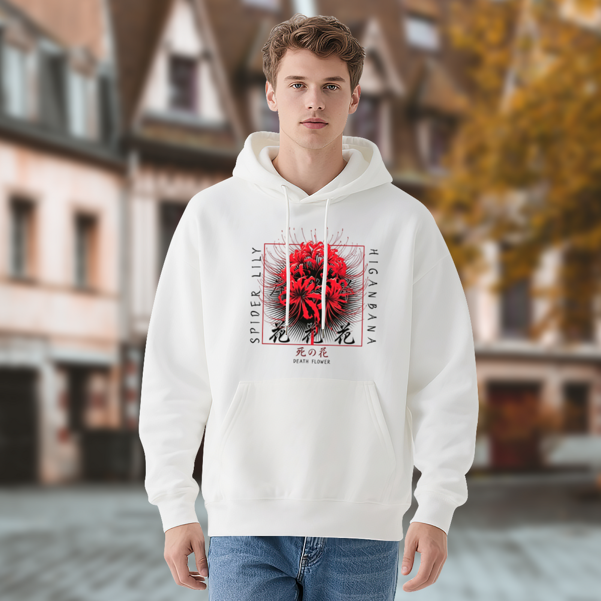 Mysterious Red Spider Lily Art White Hoodie