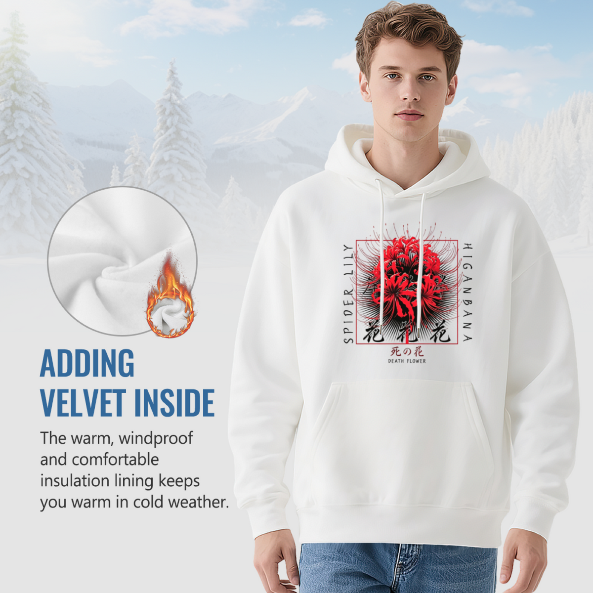 Mysterious Red Spider Lily Art White Hoodie