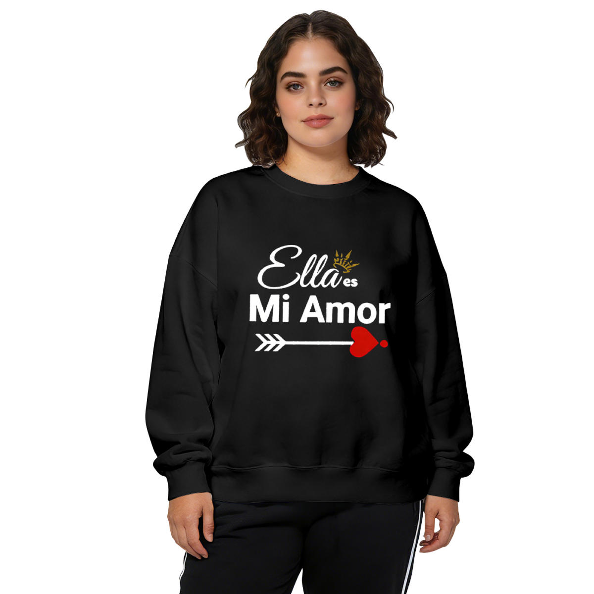 Ella Es Mi Amor Spanish Love Arrow?Heart Graphic Crewneck Sweatshirt