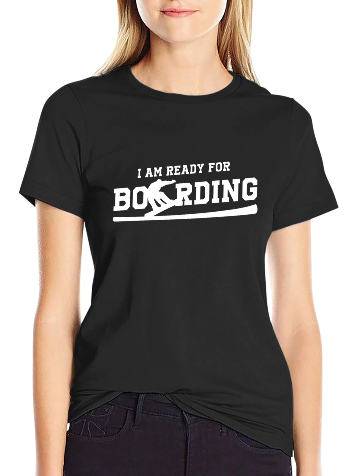 Ready to Boarding Black Graphic Tee