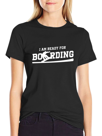 Ready to Boarding Black Graphic Tee