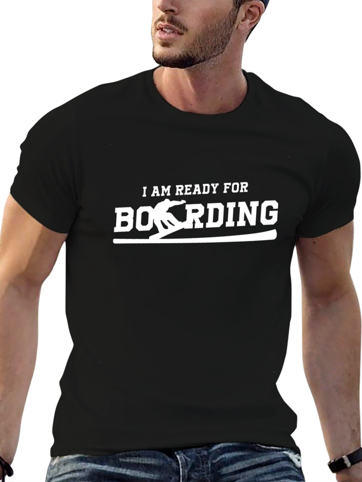 Ready to Boarding Black Graphic Tee