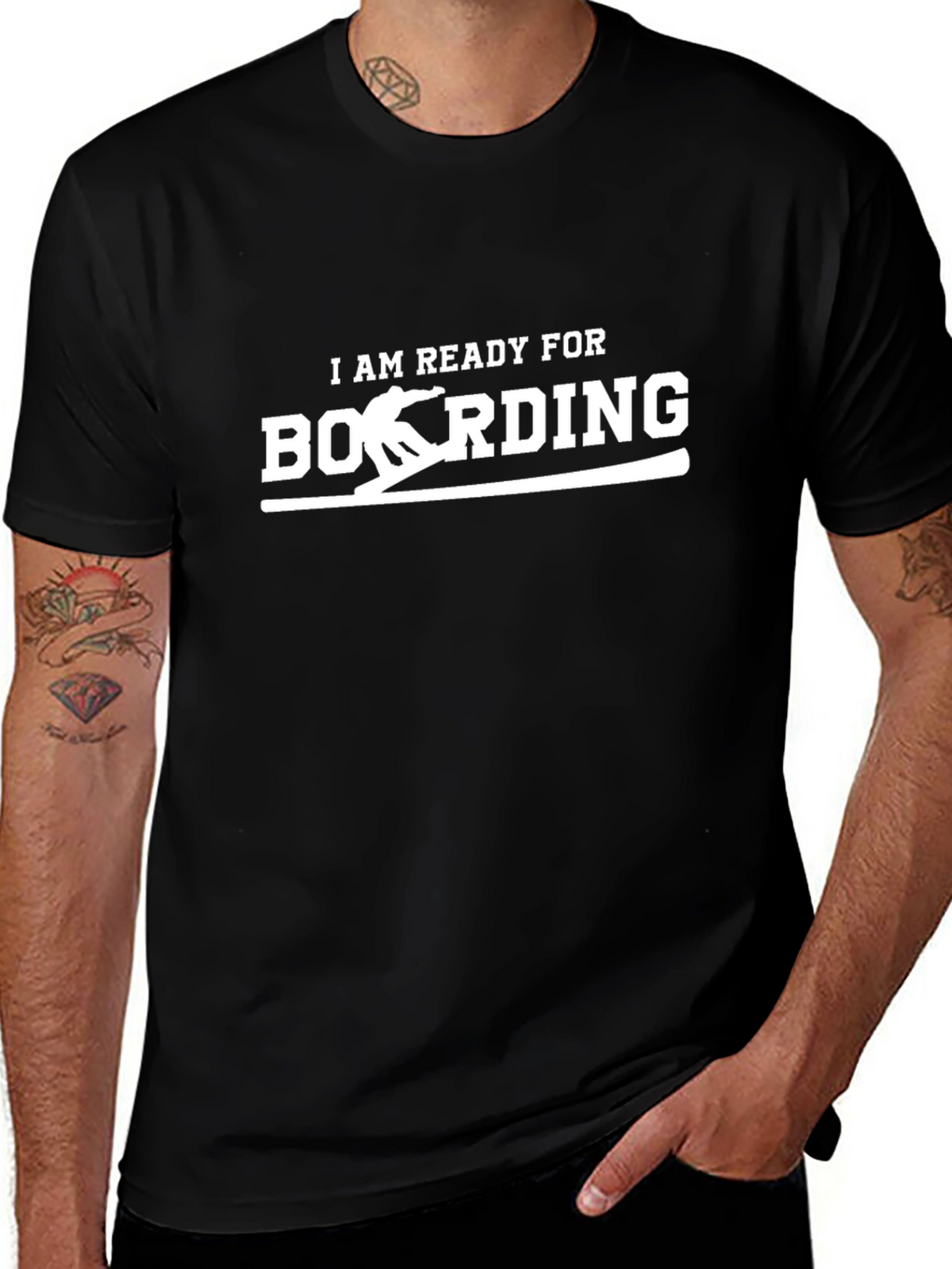 Ready to Boarding Black Graphic Tee
