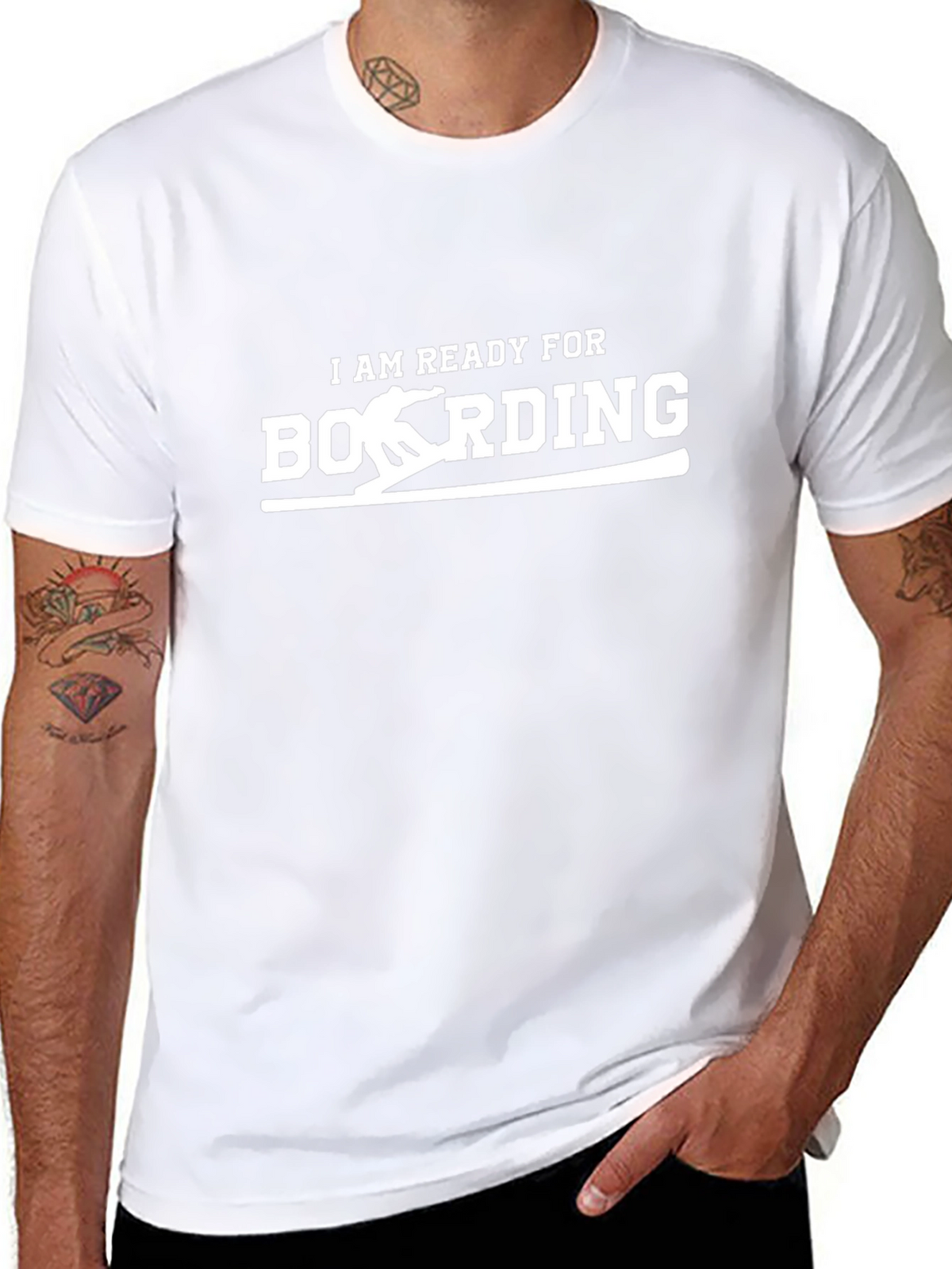 Ready to Boarding Black Graphic Tee