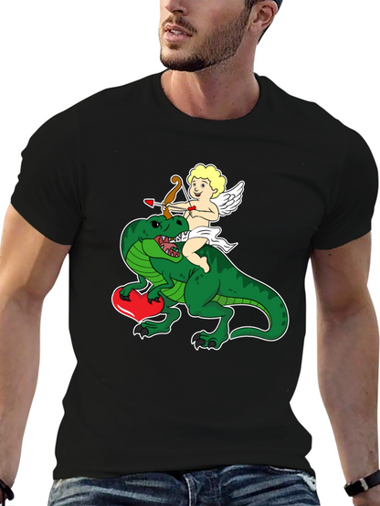 Cupid Riding Dinosaur T-Shirt - Valentines Day Love Tee