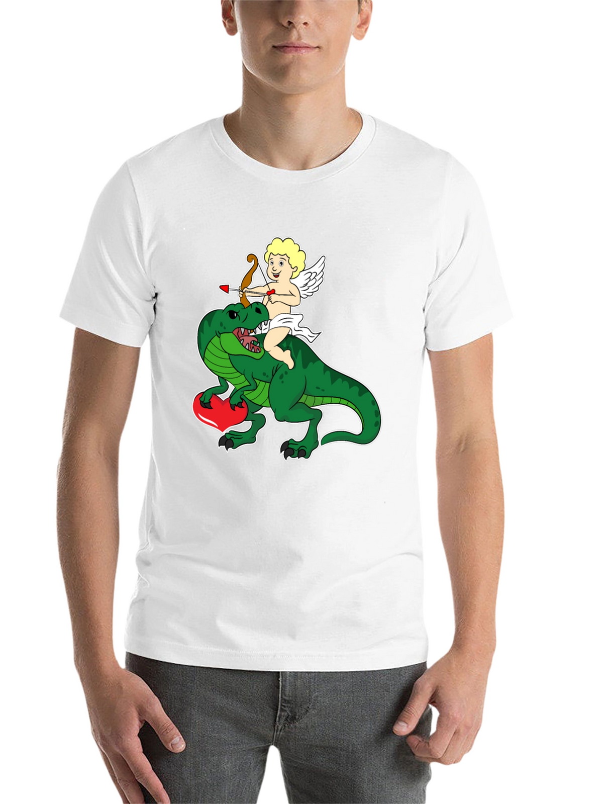 Cupid Riding Dinosaur T-Shirt - Valentines Day Love Tee
