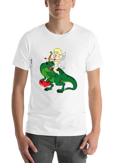 Cupid Riding Dinosaur T-Shirt - Valentines Day Love Tee