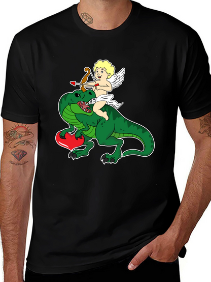 Cupid Riding Dinosaur T-Shirt - Valentines Day Love Tee